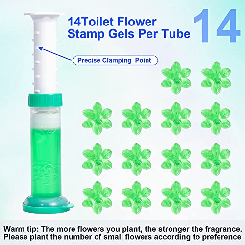 Aahggba Toilet Gel Stamp, 28 Count Toilet Bowl Gel Stamp With 2 Kinds Of Flower Scent, Bathroom Toilets Supplies, Blue & Green #TOP1