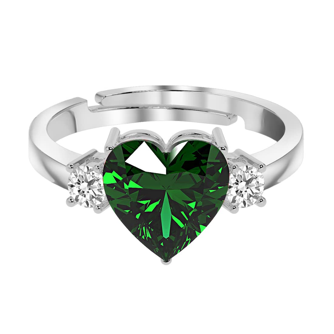 clara 925 Sterling Silver Heart Stone Ring with Adjustable Band | Gift for Women Wife Girls-picture-25