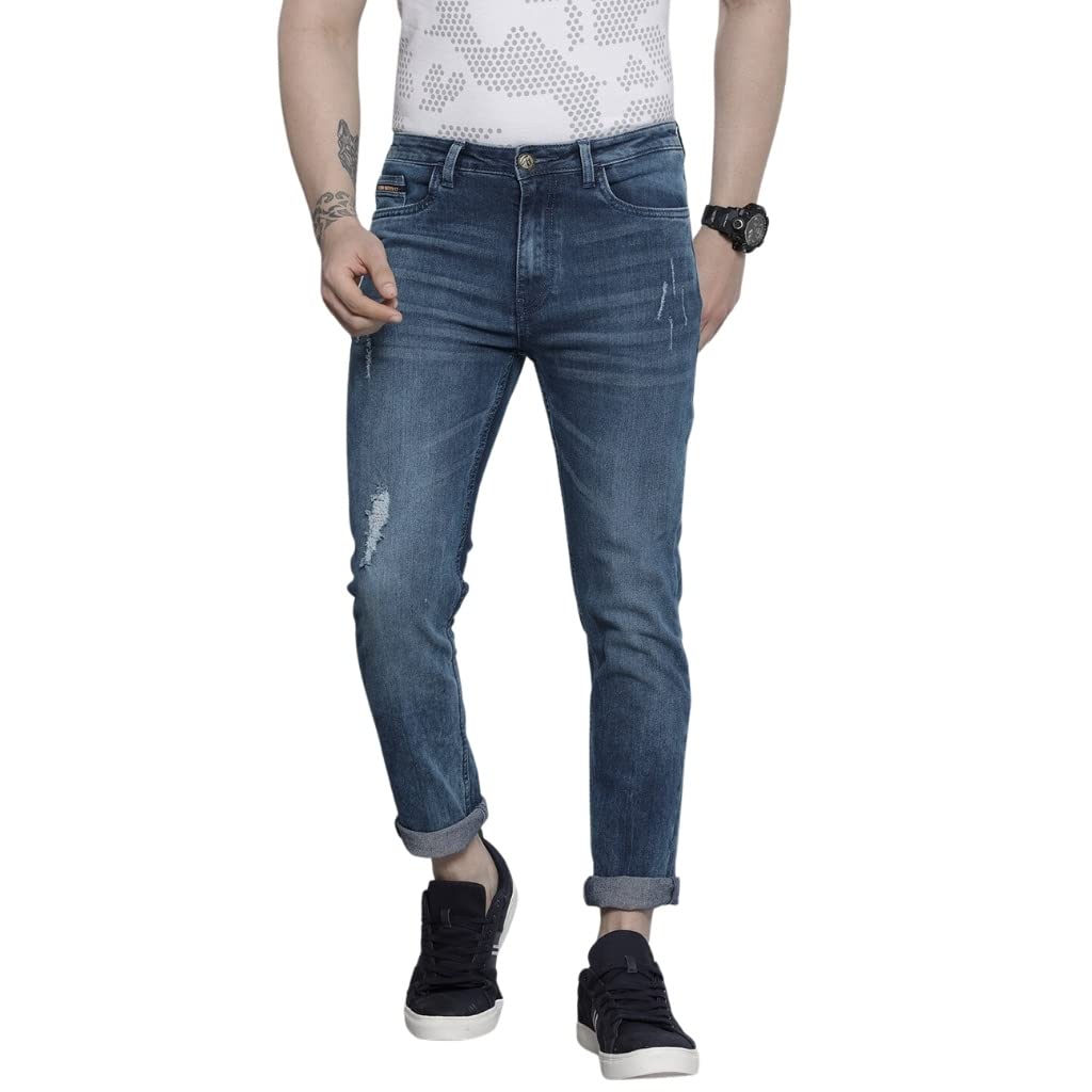 the indian garage co Men's Slim Fit Mid Rise Solid Mid-Rise Stretchable Jeans-picture-34