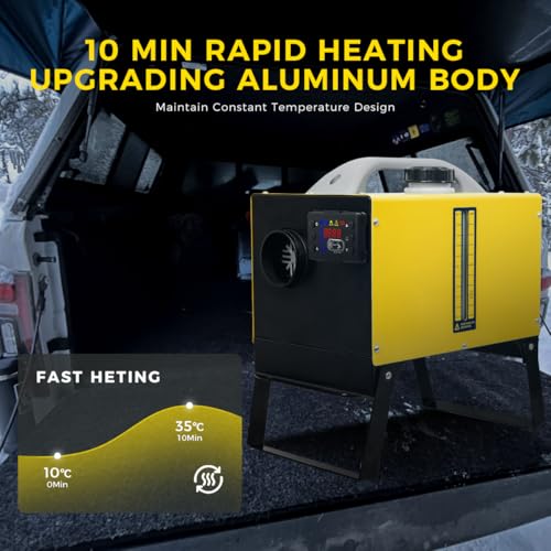 Sunster 8KW Portable Diesel Air Heater, 12V/24 ALL IN ONE Diesel Heater with AC 110-240V Power Adapter, LCD Switch & Remote Control, with Bottom Bracket， for Campervan Car Trucks Bus - Image 5