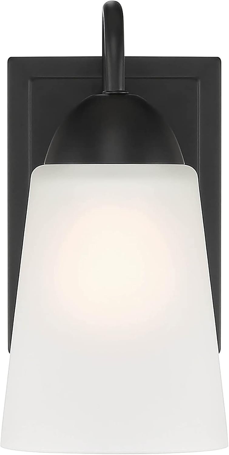 DESIGNERS FOUNTAIN Malone Outdoor Light Fixture, 9.25 Inch Exterior Wall Lantern Sconce for Front Door, Patio and Porch, Matte Black, D267M-WS-MB