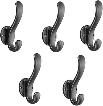 Coat Rack Wall Mounted, Premium Design Rust Free Coat Hanger Wall Hooks, Coat Rack with Hooks, Modern Wall Hooks, for Kitchen Entryway Bathroom Bedroom Color Champagne Gray