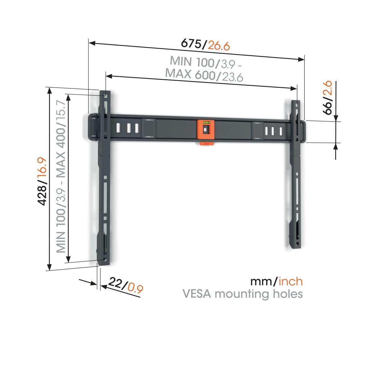 Vogel's Quick TVM 1605 Flache TV-Wandhalterung für 40-100 Zoll Fernseher | Universelle Kompatibilität, TÜV-Zertifiziert, 75 kg Tragkraft, VESA Bis 600x400, Inkl. Montagematerial