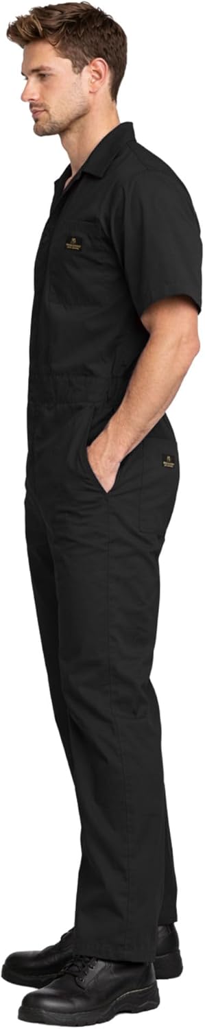 M&M SCRUBS Men’s Short Sleeve Coverall Front Zip Up Workwear Jumpsuit for Mechanic, Industrial 6 Pockets Overall Uniform