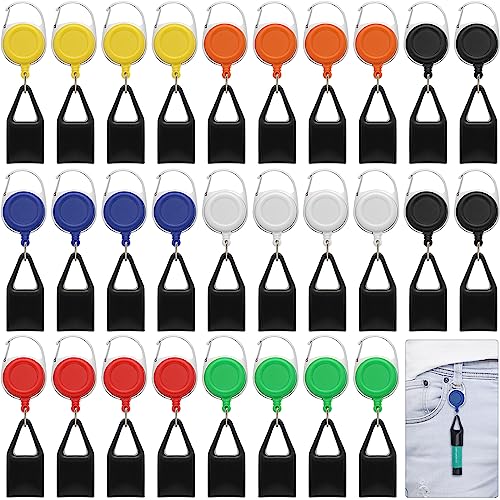 Timgle 28 Pcs Retractable Lighter Holder Keychain With Single Clip for Convenience, Classic Cover (Many Colors)