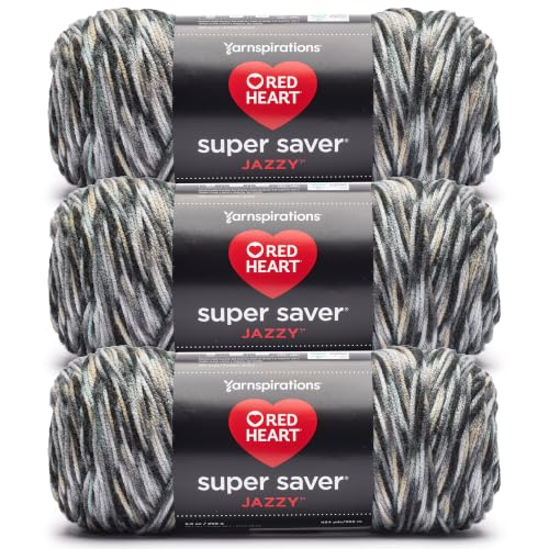 Image of Red Heart Super Saver Jazzy Self-Striping Yarn, Pebble Path, 3-Pack