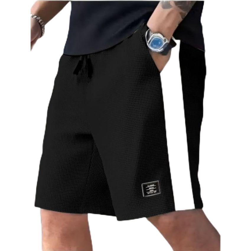 Men's Solid & Striped Barfi Textured Casual Shorts-picture-23