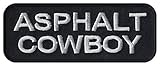 Motorcycle Biker Jacket/Vest Embroidered Patch - Asphalt Cowboy (Black/Silver Design)