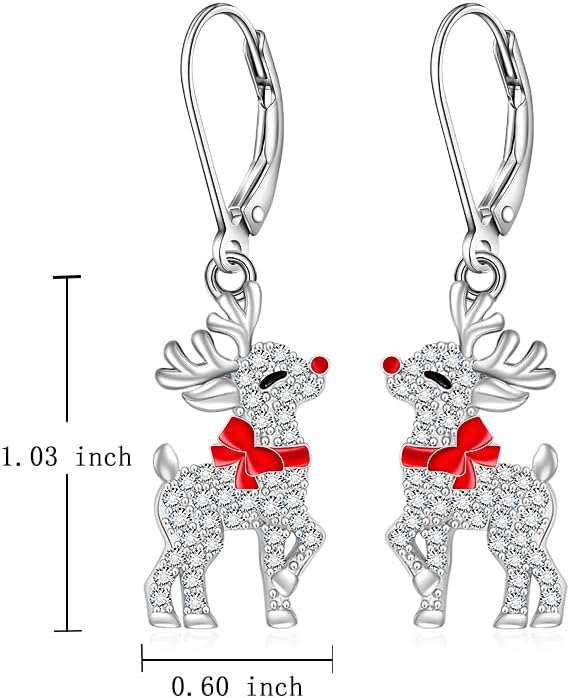 Chiristmas Reindeer Earrings for Women Dangle Reindeer Earrings Sterling Silver Animal Jewelry Xmas Gifts - Image 6
