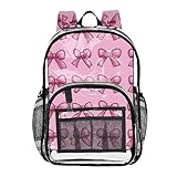 xigua Mochila transparente Cherry and Bow para escola, resistente, transparente, resistente à água, com alças acolchoadas para meninos e meninas