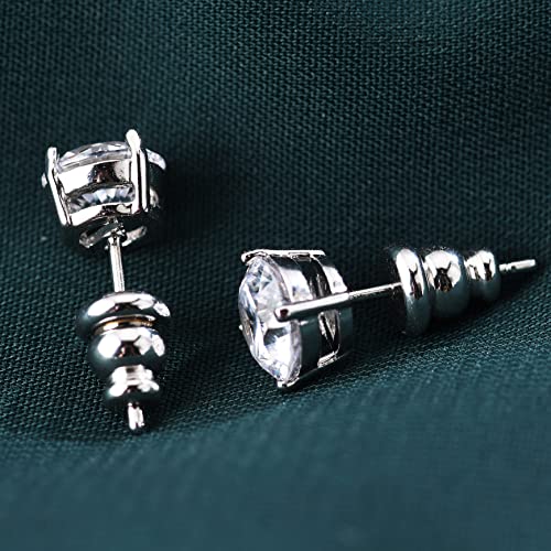 Yoihur Locking Earring Backs For Studs,18K Gold Bullet Earring Backs Replacements For Studs, Secure Locking Backing For Sensitive Ears(Silver 4 Pairs) #TOP3