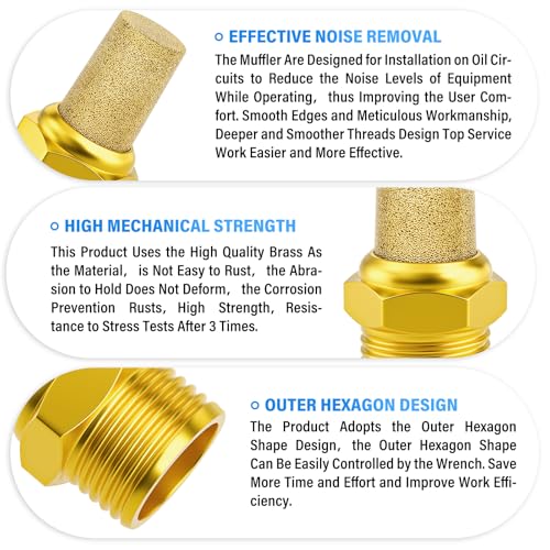 TAILONZ PNEUMATIC Silenciador de Escapamento de Bronze Sinterizado 1/4 Pol. Npt - Corpo de Latão Sal