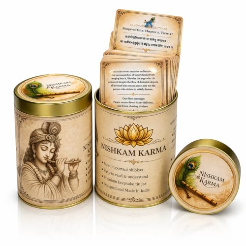 Image of Bhagavad Gita Daily Reflection Cards (70 Shlok Wisdom Cards) | 7 Chakra Bracelet | Sanskrit Shlokas with Meaning | Spiritual Mindfulness Practice | Gift-Ready Eco-Friendly Packaging