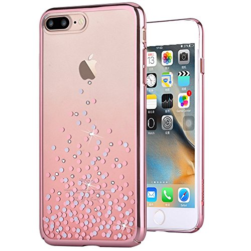 iPhone 7 Plus Case,Comma [Polka Crystal Series] Original Swarovski Element Hard [PC Transparent] Case for iPhone 7 Plus Case (Rose Gold Polka)