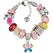 Timeline Treasures European Charm Bracelet with Charms for Girls, Stainless Steel Snake Chain, Back to School, Pink 6.5 Inch (16.5cm)