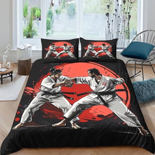 Parure de lit karaté 140x200 fermeture éclair en microfibre 3D