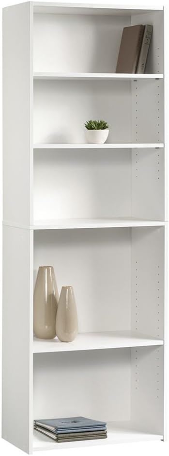 Sauder Beginnings 5-Shelf Bookcase, Soft White finish : Home & Kitchen