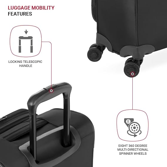 SwissGear 8099 Softside Expandable Cargo with Spinner Wheels, Black