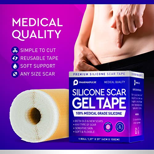 Silicone Scar Gel Tape For Scar Removal, Wound Dressing, Sticky Bandage, Water + Shower-Proof, Latex Free, Pain-Free Removal, Latex-Free #TOP4