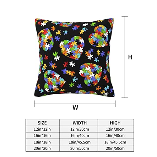 Autism Awareness Puzzle Pieces Heart Throw Pillow,16X16 Inch,For Living Room Bedroom Sofa Couch Outdoor Pillow Covers #TOP3