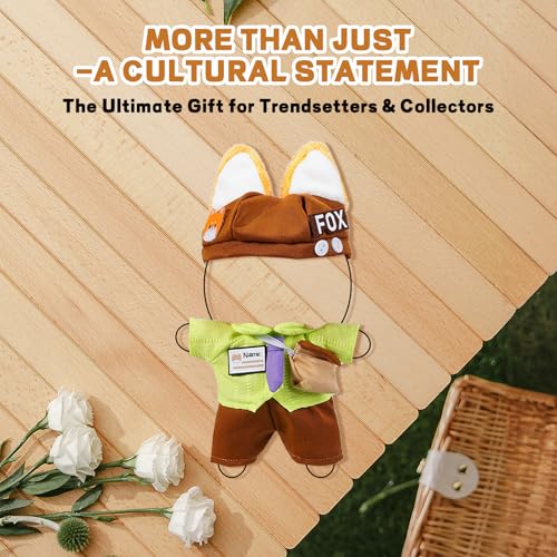 3PCS Fox Character Doll Costume Set Green Shirt and Tie Outfit for 15-17cm 4 Inch Blind Box Animal Dolls — view 3