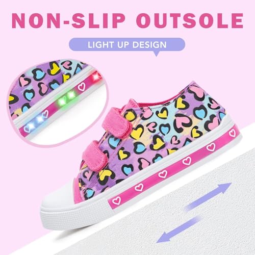 Toddler Kids Sneakers for Boys Girls Light Up Canvas Shoes Children Low Top Casual Outdoor Sneaker with Adjustable Straps Size 8 — view 4