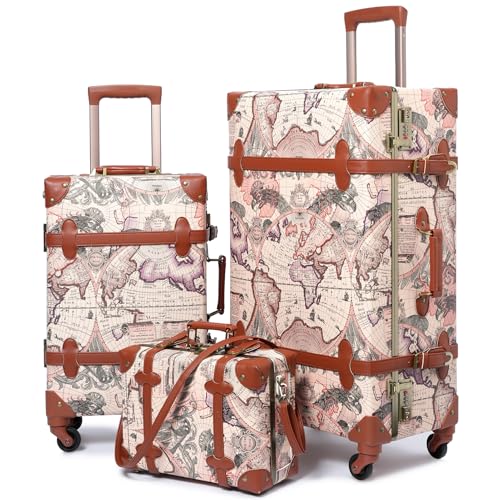 urecity Vintage 3-Piece Hardside Spinner Luggage Set