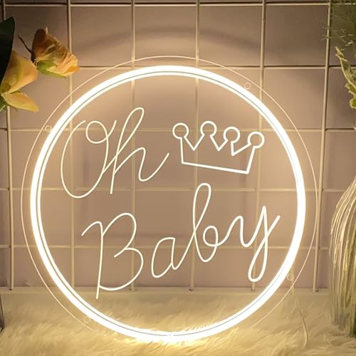 Image of Oh Baby Neon Sign for Wall Decor,Neon Oh Baby Sign Dimmable USB Powered, Oh Baby Light Up Sign for Baby Shower Decorations, Birthday Party, Wedding Decor, Warm White