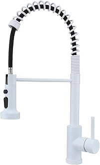 White Kitchen Tap, with Pull Out Sprayer, Commercial Kitchen Tap 360 Swivel