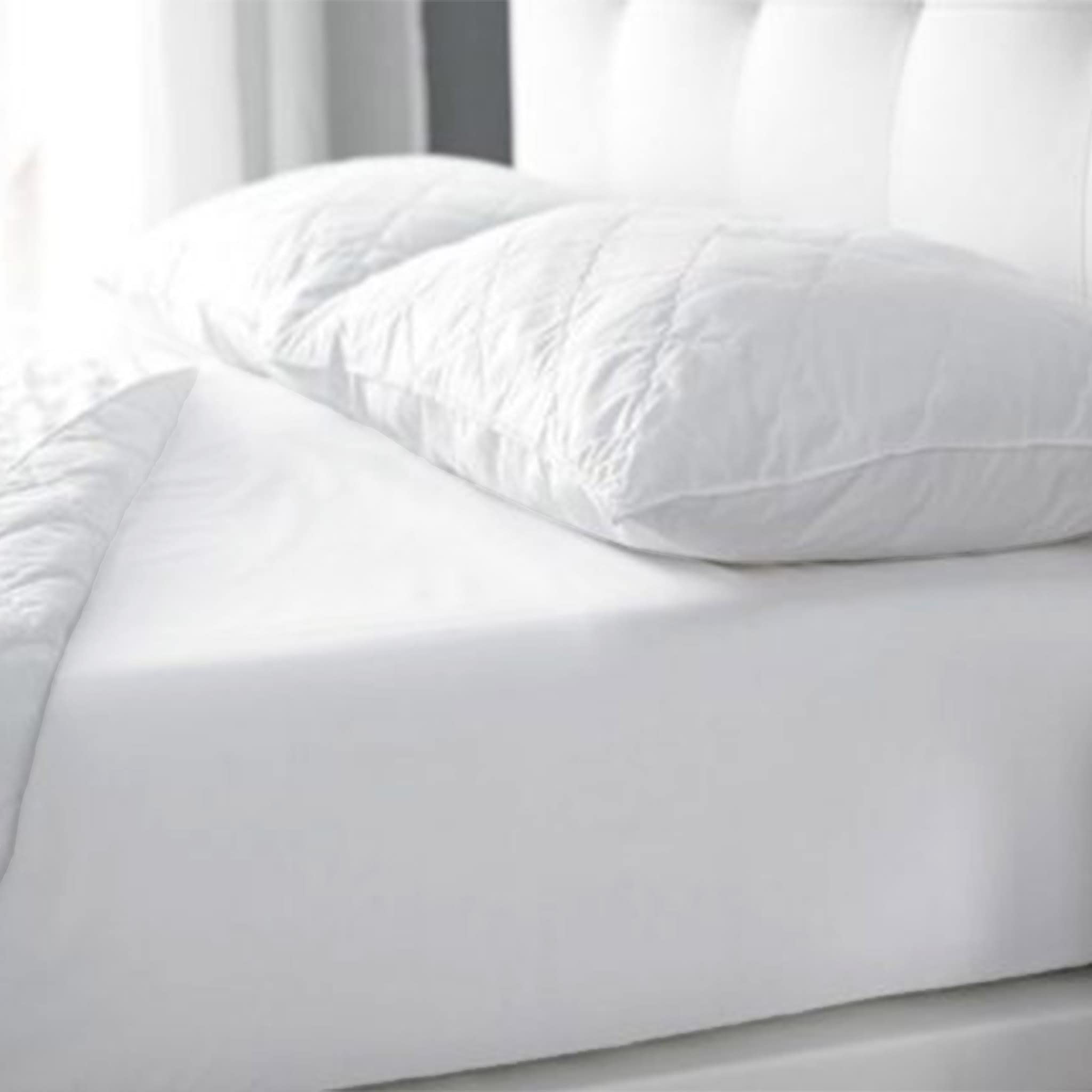 The London Linens Co. Deep Fitted Sheet with Pillowcases| Sustainable Ultra Soft Cotton 180 Thread Counts | Plain Deep Fitted Sheet With Matched Pillowcases | Fade Resistant (Navy, Double)