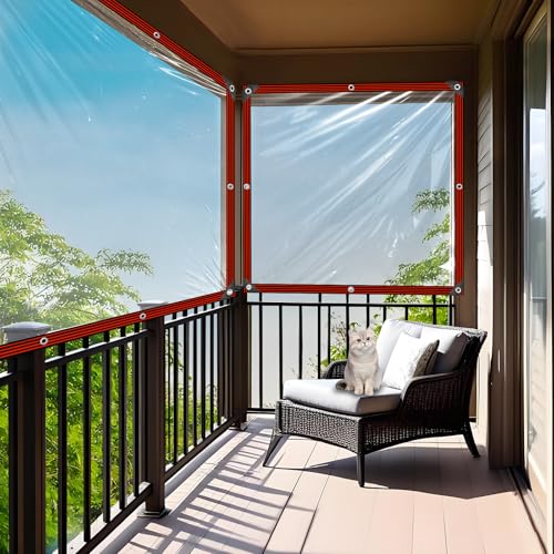 Plane Transparent mit ösen - 2x3m Durchsichtige Plane für AußEnbereich Abdeckplane Wasserdicht für Winter Balkon Carport Regenschutz Terrassenplane für Schutz Vor Witterung