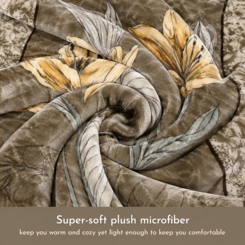 Image of Signature Special Limited Edition Super Soft Double Layered Blanket - 1100 GSM Winter Luxury - Reversible, Ultra Warm & Plush - King & Single Bed (Golden Lily, Double)