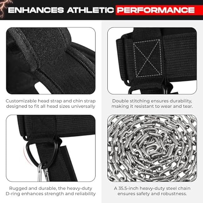 Neck Trainer Harness for Weight Sports - Neck Stretcher & Head Trainer - Adjustable, Fitness & Bodybuilding