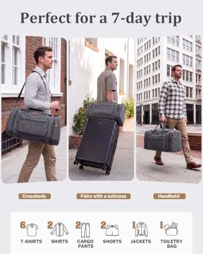 Image of Gonex Canvas Duffle Bag, Expandable 60L Travel Overnight Weekender Bag