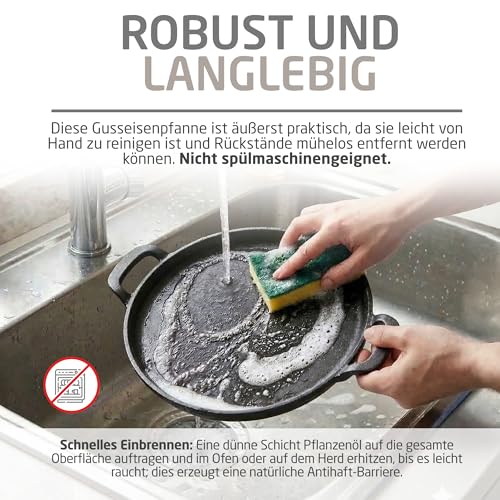 Amig - Gusseisenpfanne - Ø31 cm - Gleichmäßige Wärmeverteilung und hohe Widerstandsfähigkeit - Für Kohle- oder Gasgrills - Mod. AM39