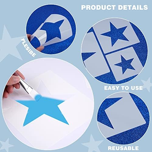 Umichen Large Star Stencil for Painting Template 5 Point Star Template Reusable Plastic Stencils,for Home Decoration Arts Paper Fabric Flag(8 Sizes)