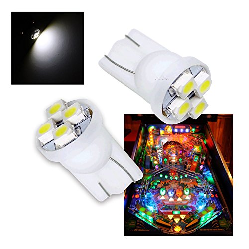 PA LED 10PCS Pinball Machine LED Light Bulb Accessories #555 T10 4SMD White-6.3V