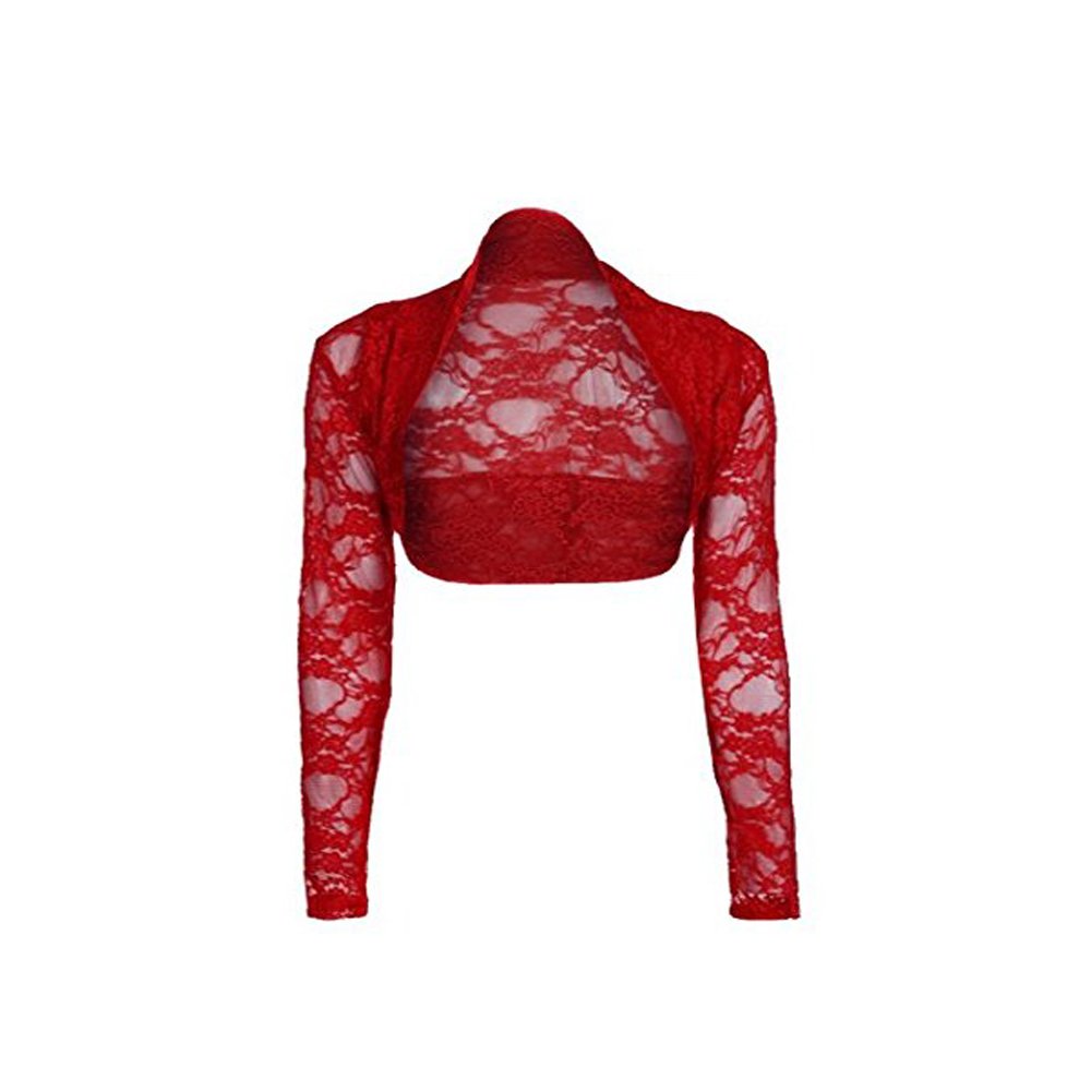 Womens Lace Shrug Bolero Crop Cardigan Red Size 10