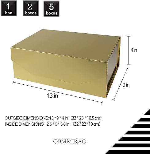 Miniatura 2 de Caja de regalo grande y rígida de 13 x 9 x 4 pulgadas con tapa, cajas de regalo magnéticas plegables, caja de regalo para dama de honor, cajas de