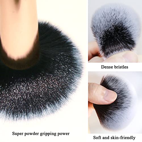 Makeup Brushes Banidy Powder Foundation Brush Flawless Powder Brush Set with Highlighter Brush Blush Brush with Wooden Handle Perfect for Blending, Buffing Liquid