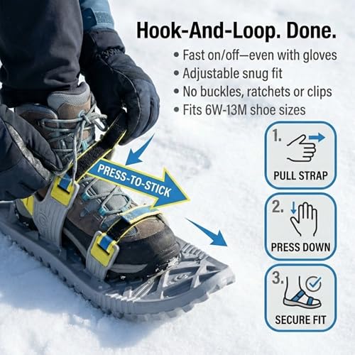 Crescent Moon Snowshoes Eco Eva – Ultralight 22" Foam Snowshoes for Men & Women | Hiking & Running Insulated Rocker Cloud Deck with Hook & Loop Binding & Durable Ice Spikes by CRESCENT MOON - Image 2