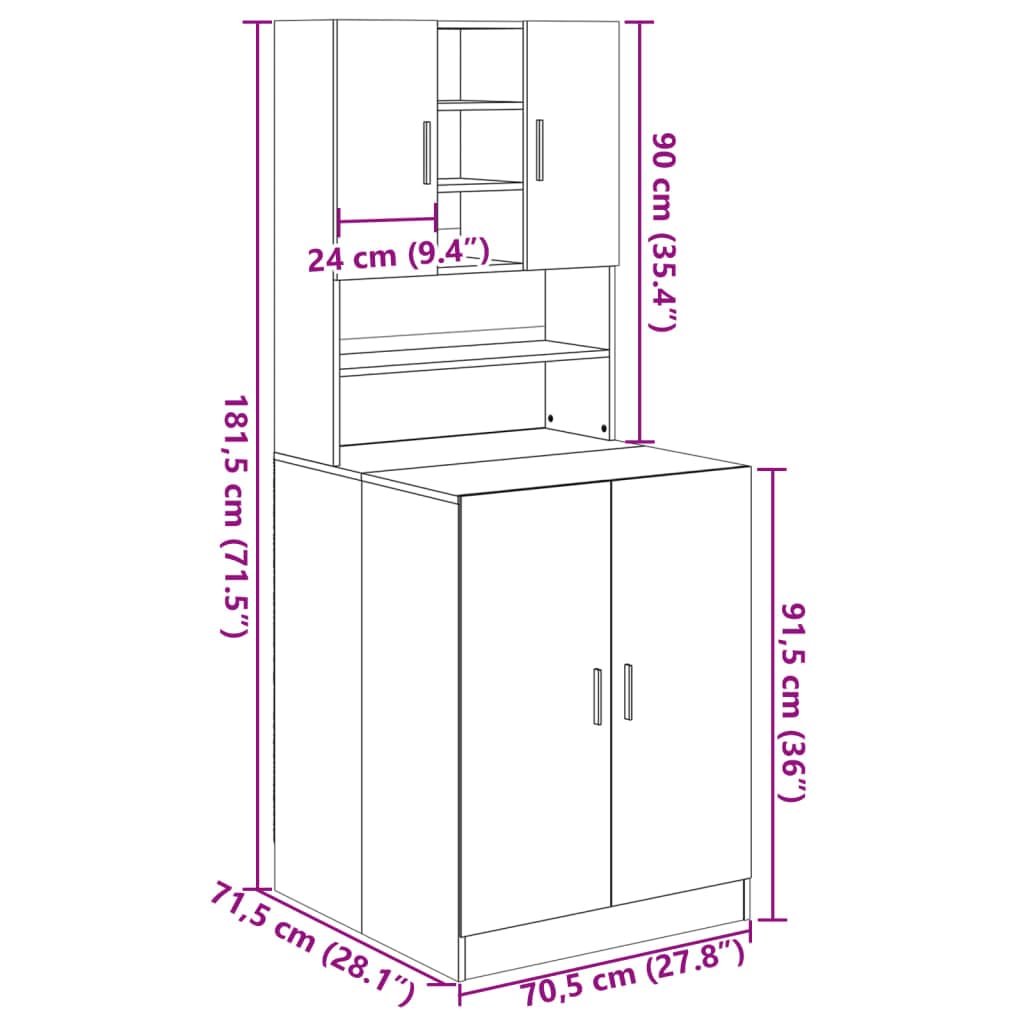 Waschmaschinenschrank 2 Stk. Sonoma Eiche Holzwerkstoff, 70,5 x 71,5 x 181,5 cm, mit Griffen, für Waschmaschine und Trockner Stauraum im Bad oder Waschraum