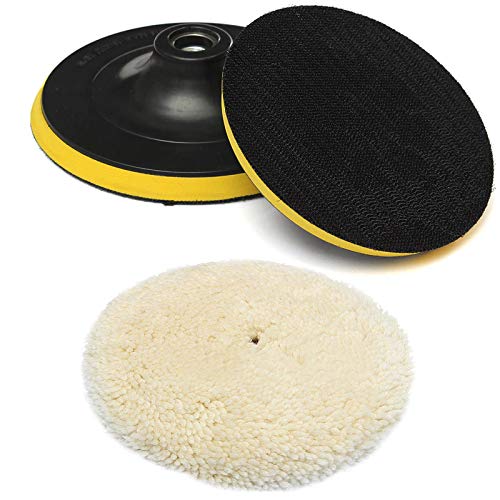 Digital Craft M14 Thread Sanding Pads Hook & Loop Sandpaper Sucker Pad Auto Car Grinding Abrasive Tool Parts 7Inch with Wool Polishing Wheel for Car Motorcycle Paint Waxing Furniture Buffing Combo2