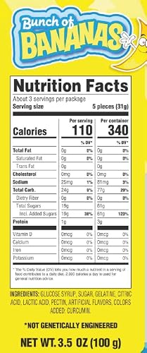 Efrutti Fruit Flavored Gummi Candy, 3.5 Oz Bags (Pack Of 3) + Bonus Mystery Candy (Bunch Of Bananas) #TOP2