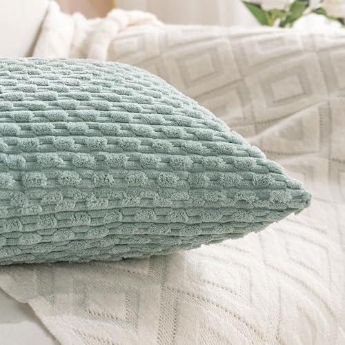 Set of 4 Aqua Decorative Throw Pillow Covers 26x26 Inch Corduroy Pillow Covers for Bed Couch Sofa Living Room Soft Square Cushion Cases