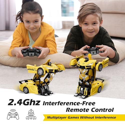 Toforo Remote Control Car, Transform Robot Rc Cars, 2.4Ghz 1:18 Scale Transforming Police Toy Cars With One-Button Deformation And 360° Rotating Drifting, Gift For Kids 8-12 Boys Girls thumb #1