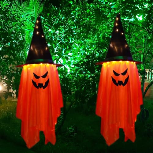 2 Pezzi Halloween Decorazioni Esterno Horror, Natale Cappello da Strega per Illuminazione Esterna, Halloween Decorazioni Casa Con Catena Luci Per Addobbi Natalizi Autunnali Giardino Interno (cheng)