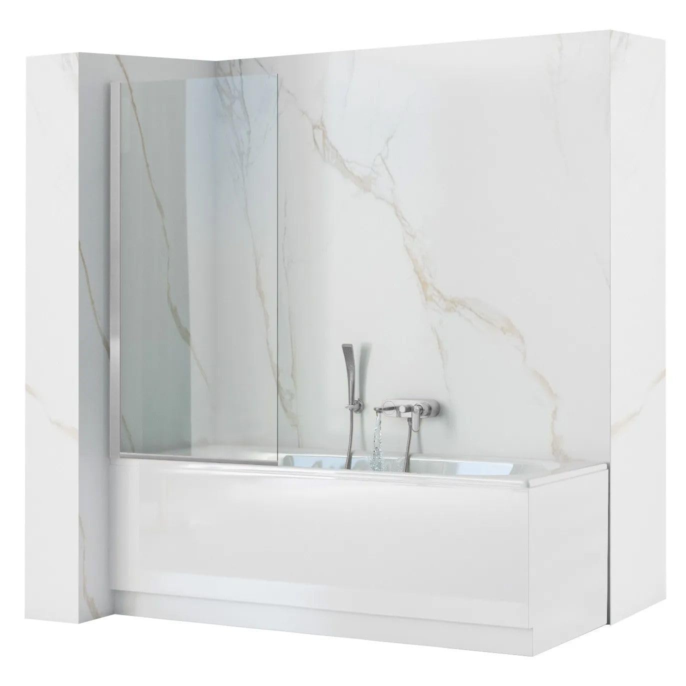 Rea Badewannenaufsatz Lagos Fix 80 Chrome, Glas, Spritzschutz