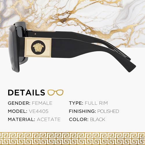 Versace VE4405 Rectangle Sunglasses for Women – Acetate Frame with Temples, eShades Eyewear Kit Included3