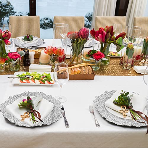 Mimorou 18 Pack Reef Charger Plates Plastic Snowflake Charger Plates Wedding Floral Charger Plates Decor For Christmas Dinner Wedding Party Event Supplies, 13 Inch (Silver) #TOP5